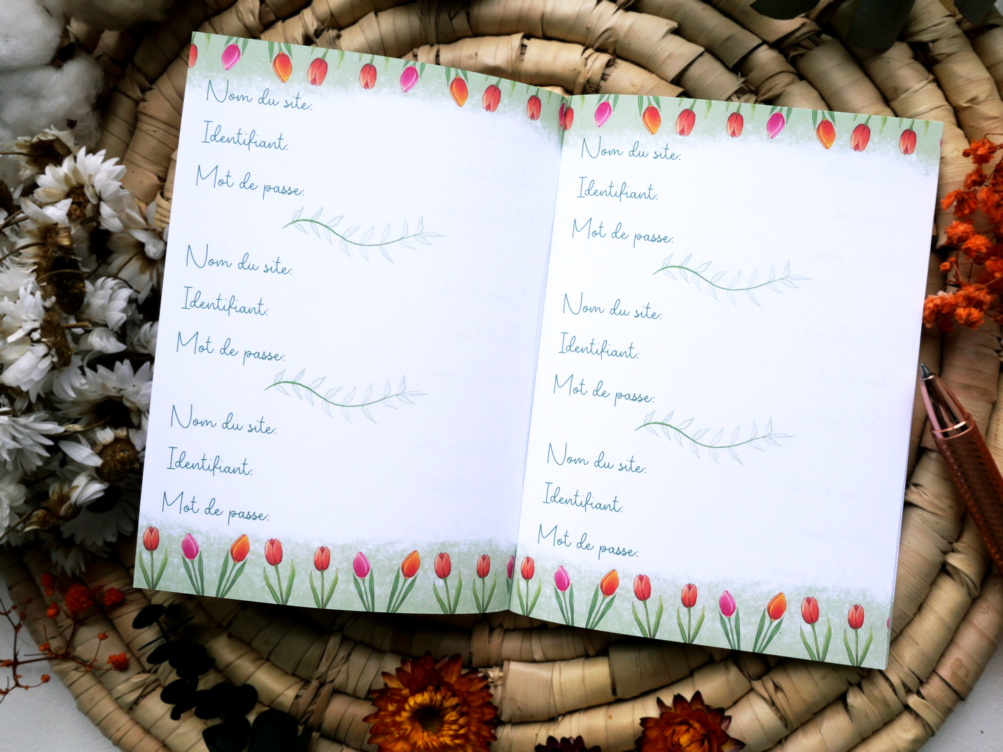 Carnet à Mots de passe Tulipes IMPARFAIT