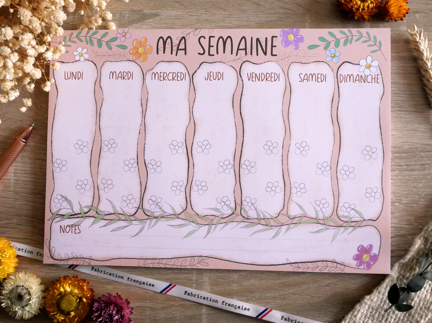 Semainier A4 "ma semaine fleurie"