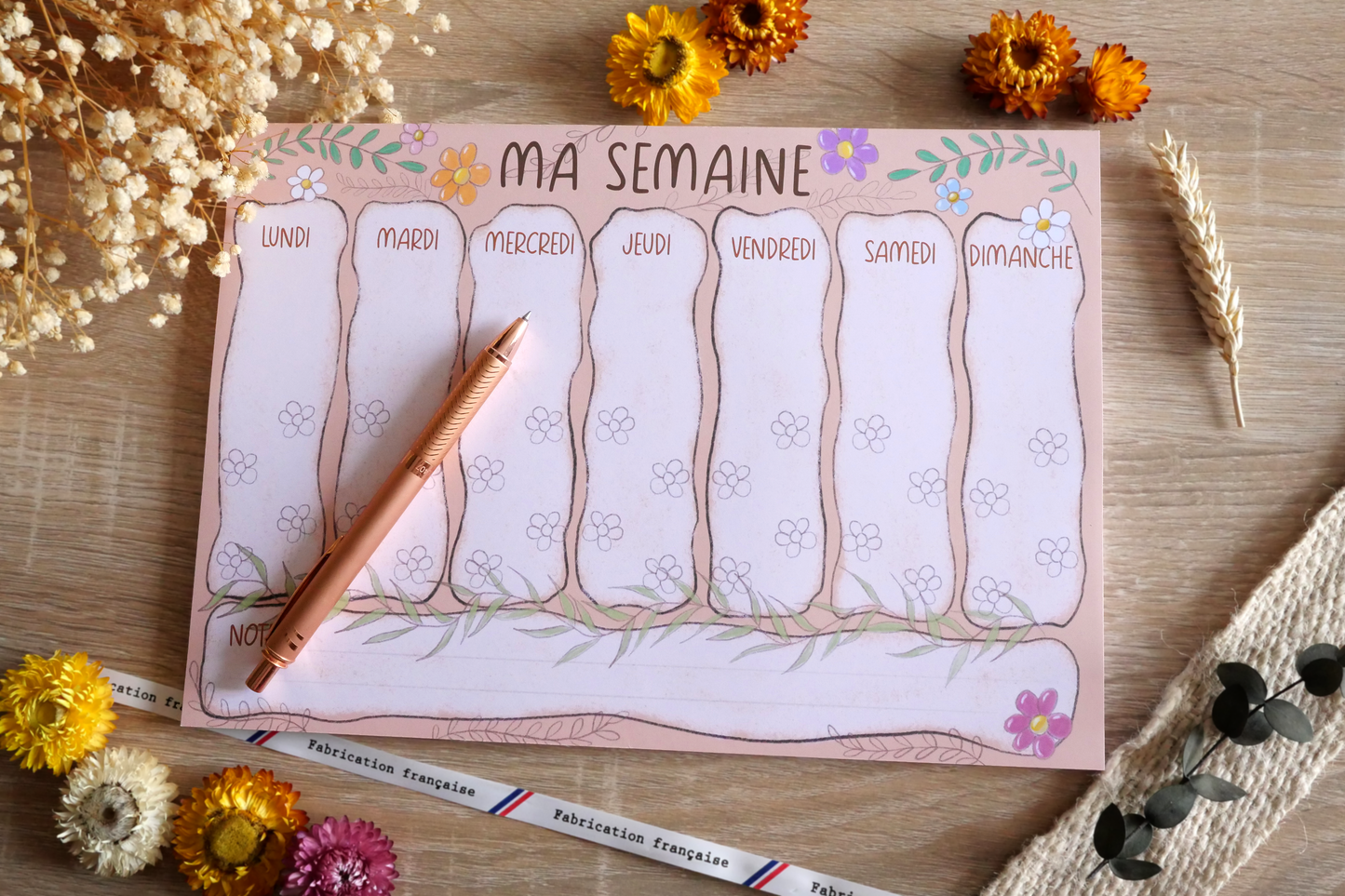 Semainier A4 "ma semaine fleurie"