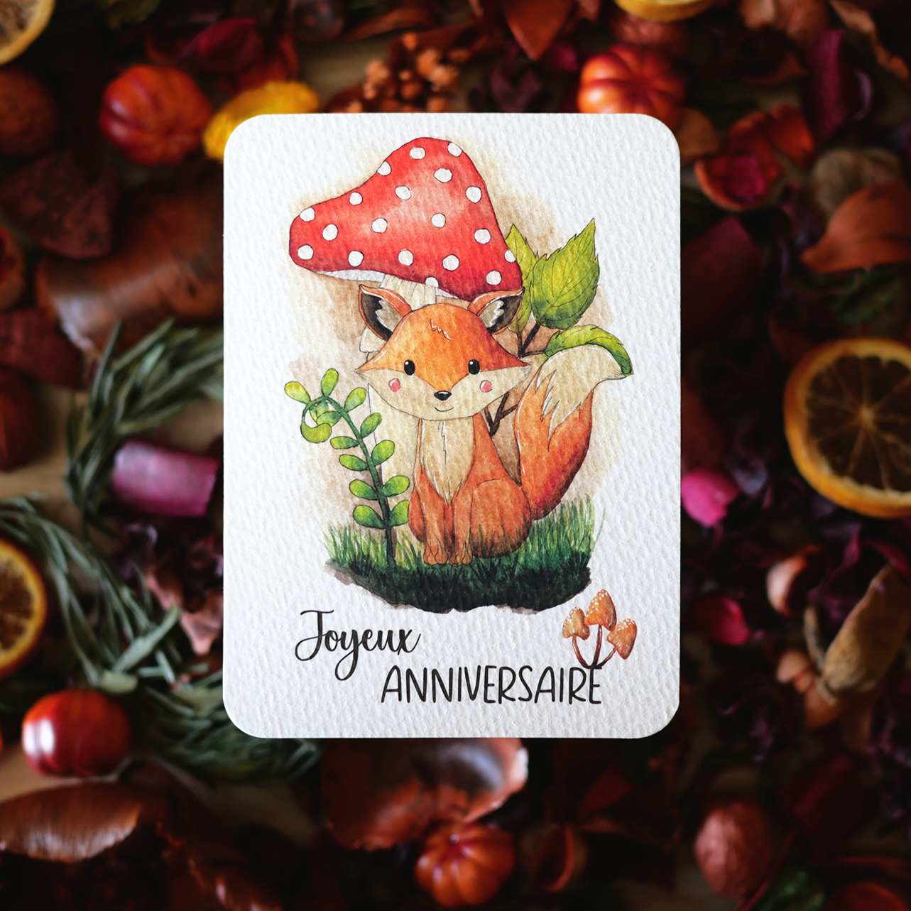 Carte Renard "Joyeux Anniversaire"
