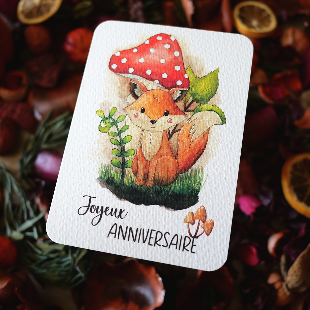 Carte Renard "Joyeux Anniversaire"