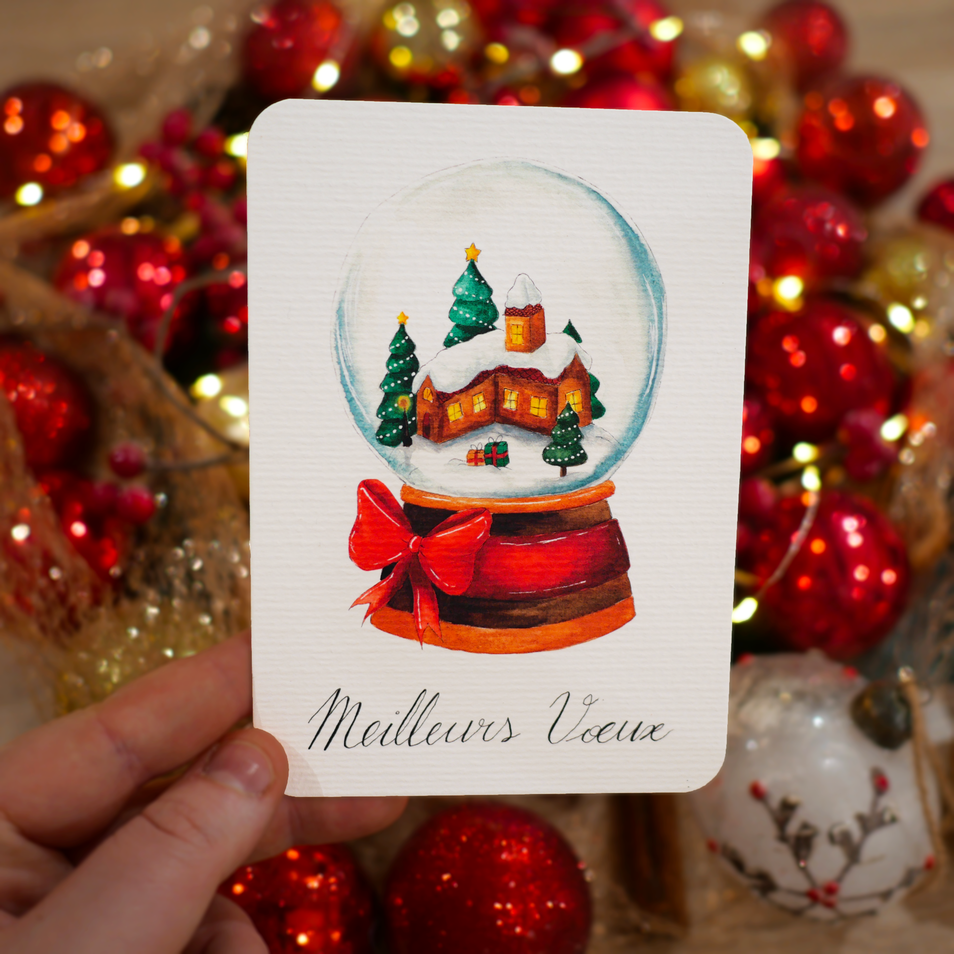 Carte boule à neige "Meilleurs Voeux"