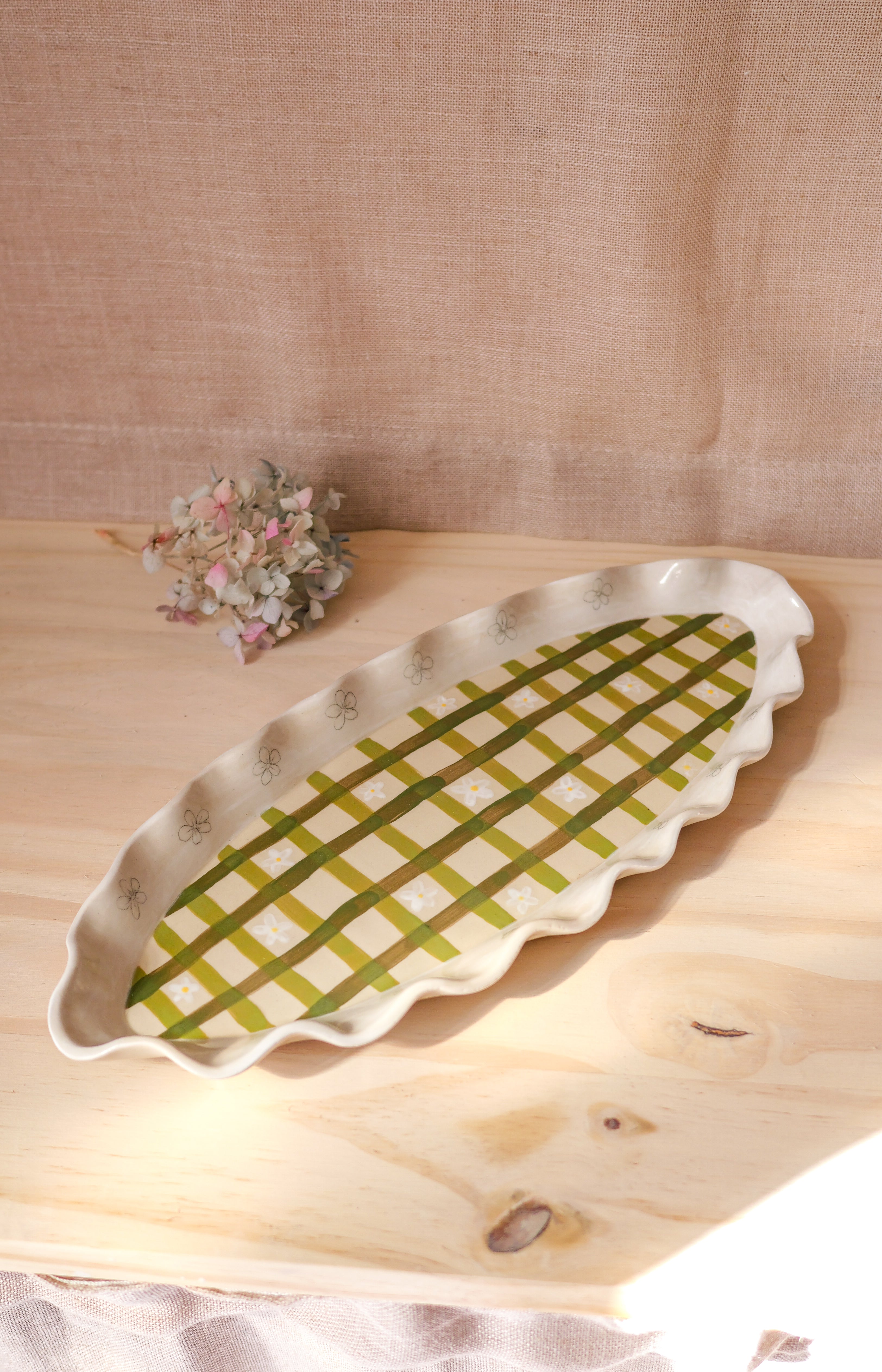 Plat vichy vert fleuri