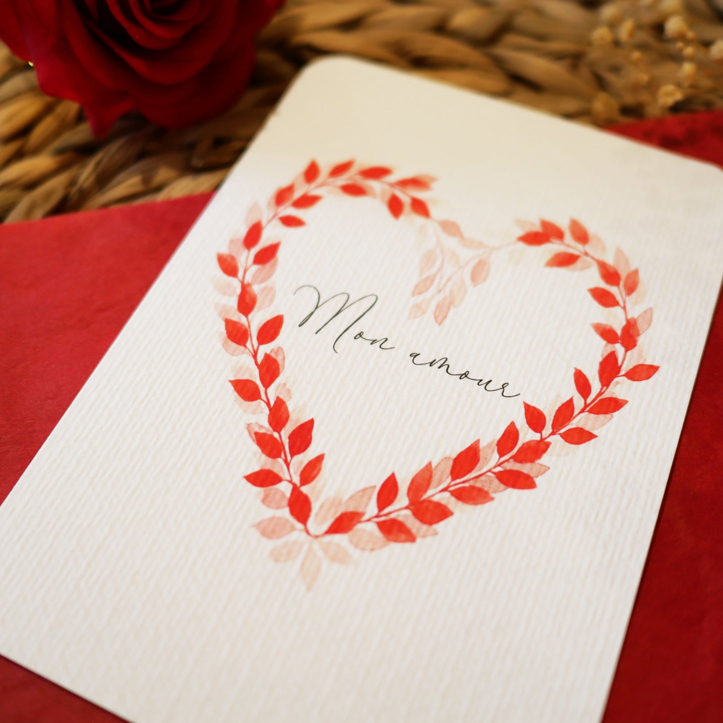 Carte cœur rouge "Mon amour"