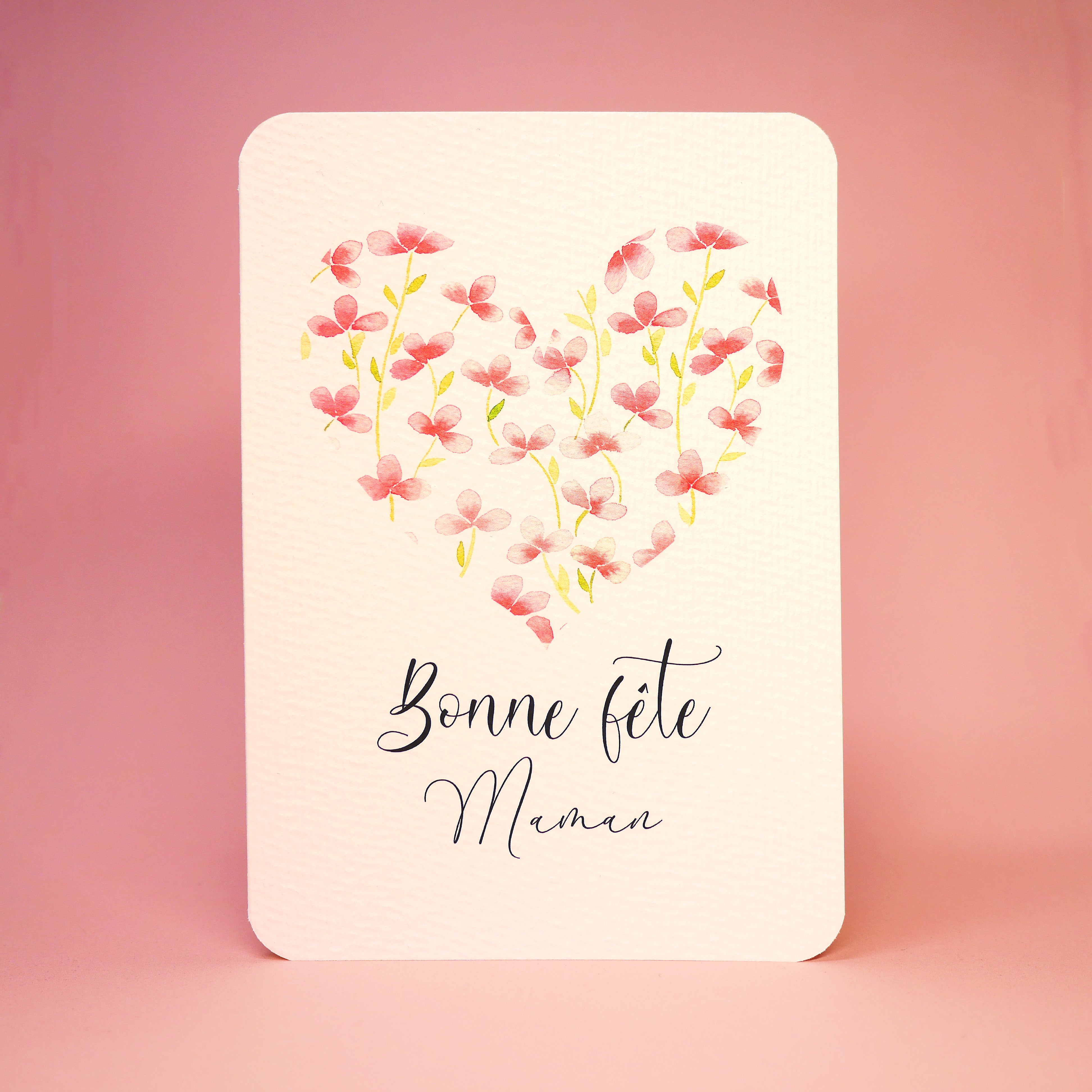 Carte coeur fleuri "Bonne fête Maman"