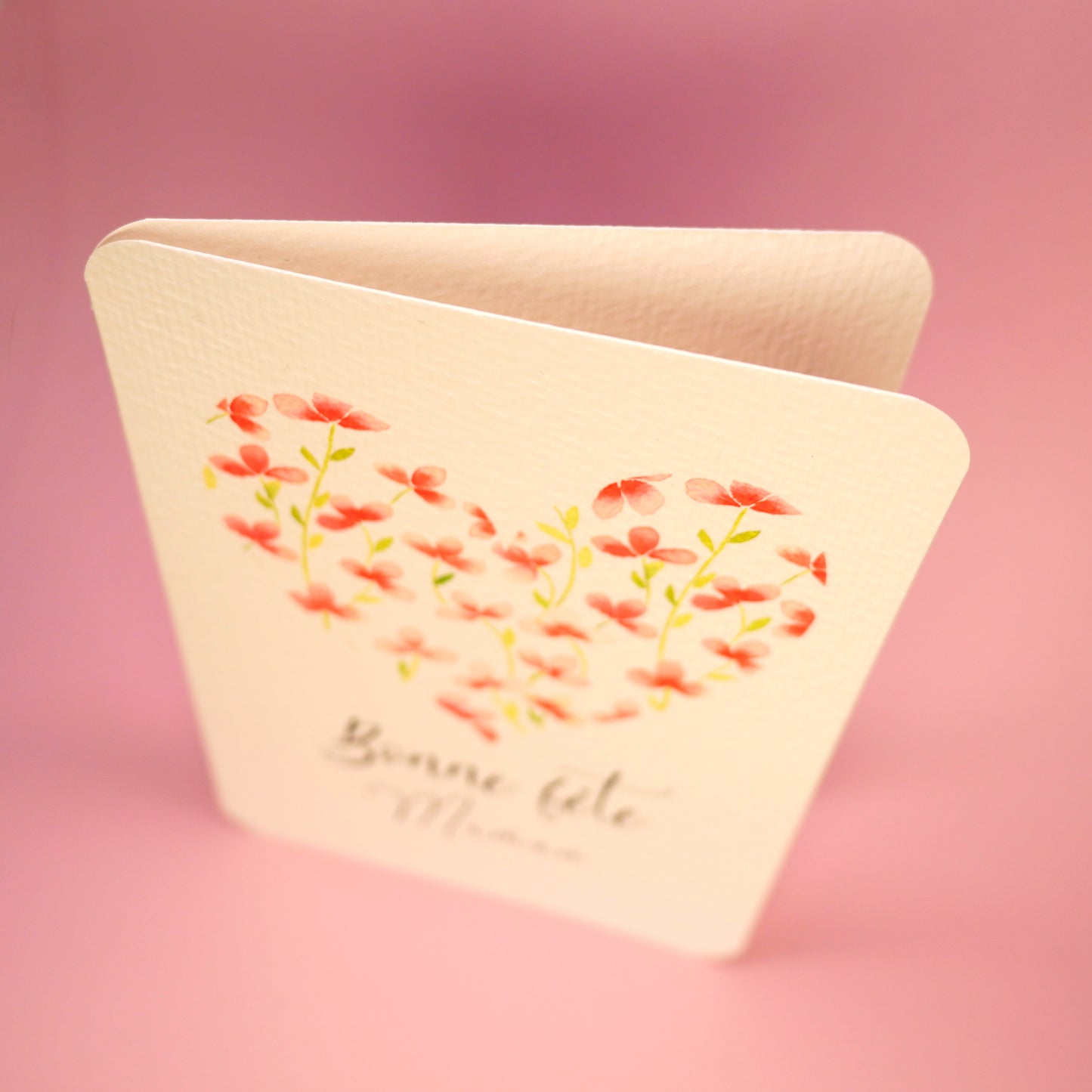 Carte coeur fleuri "Bonne fête Maman"