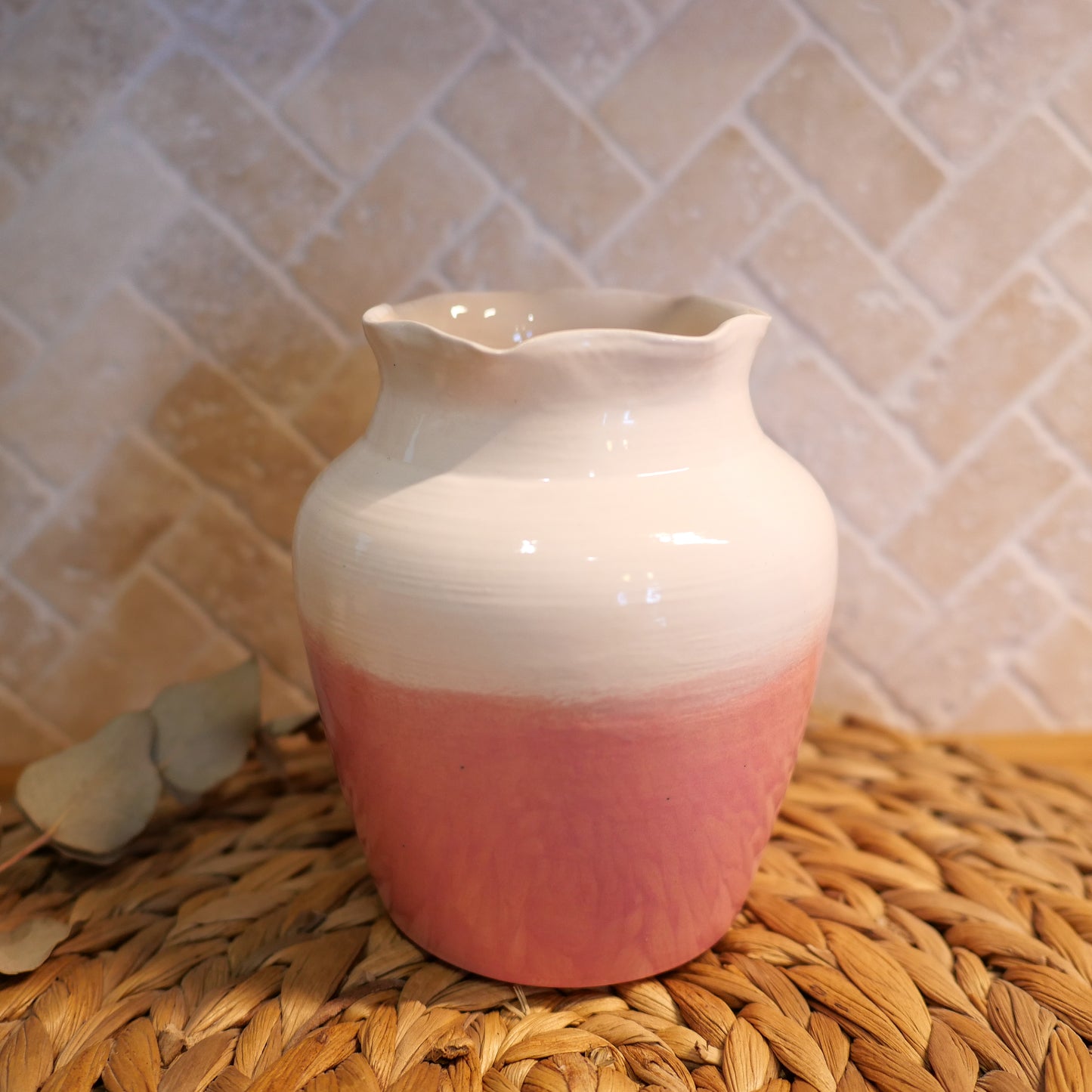 Vase rose & blanc