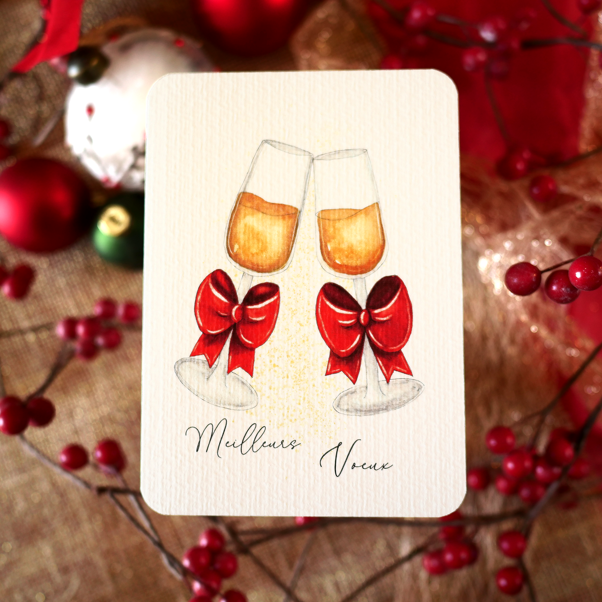 Carte Coupe de champagne "Meilleurs Voeux"