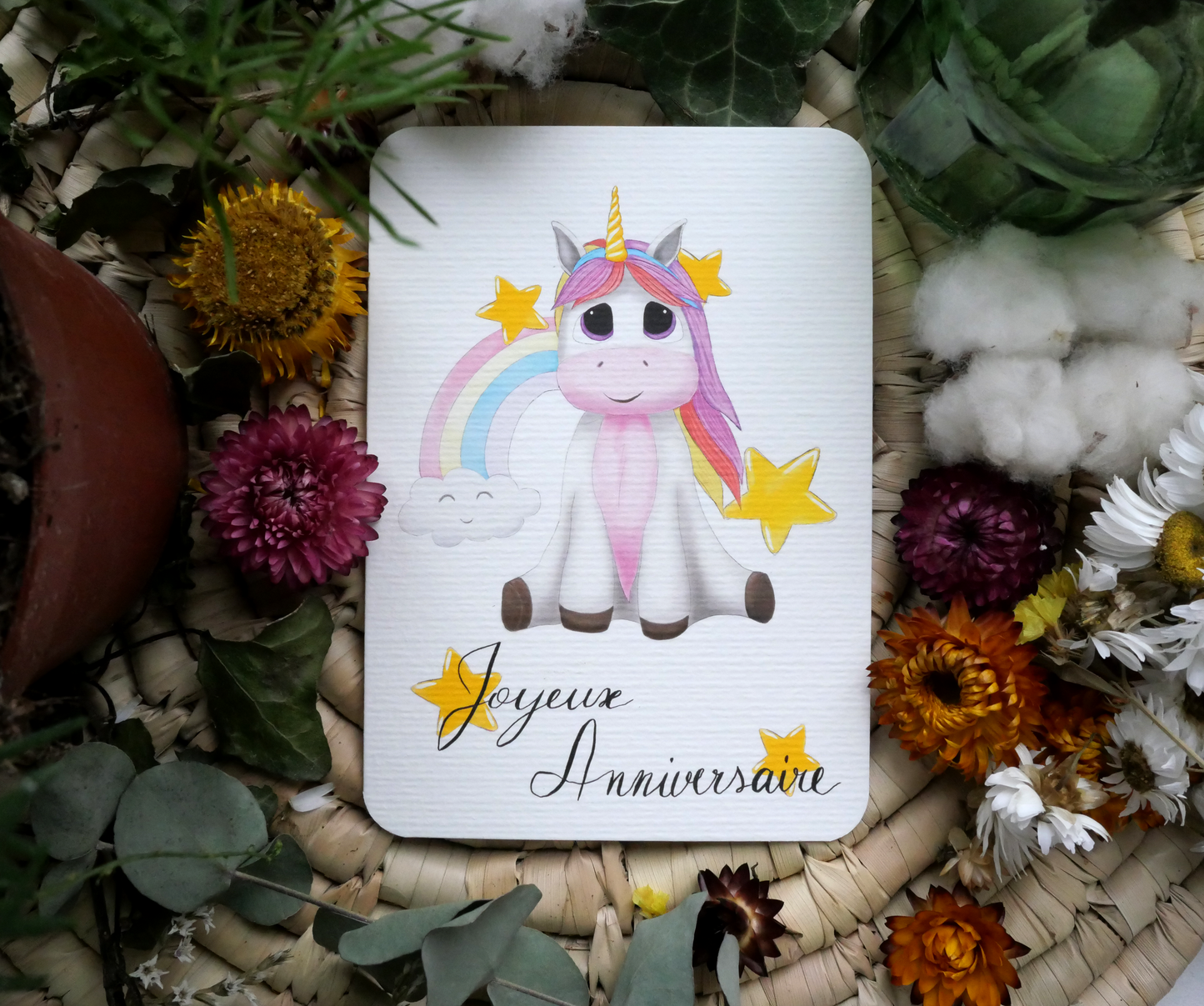 Carte Licorne "Joyeux Anniversaire"