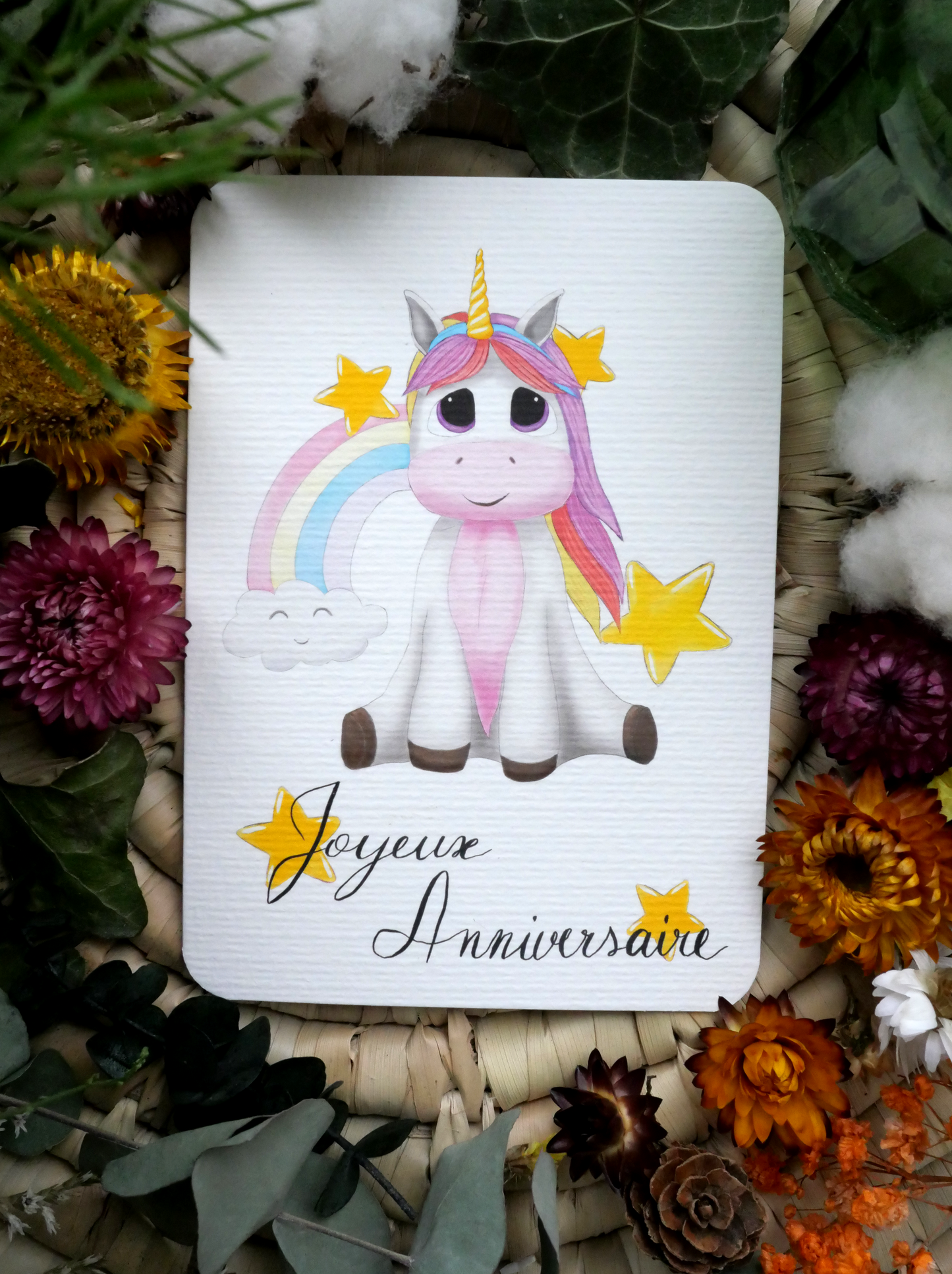 Carte Licorne "Joyeux Anniversaire"