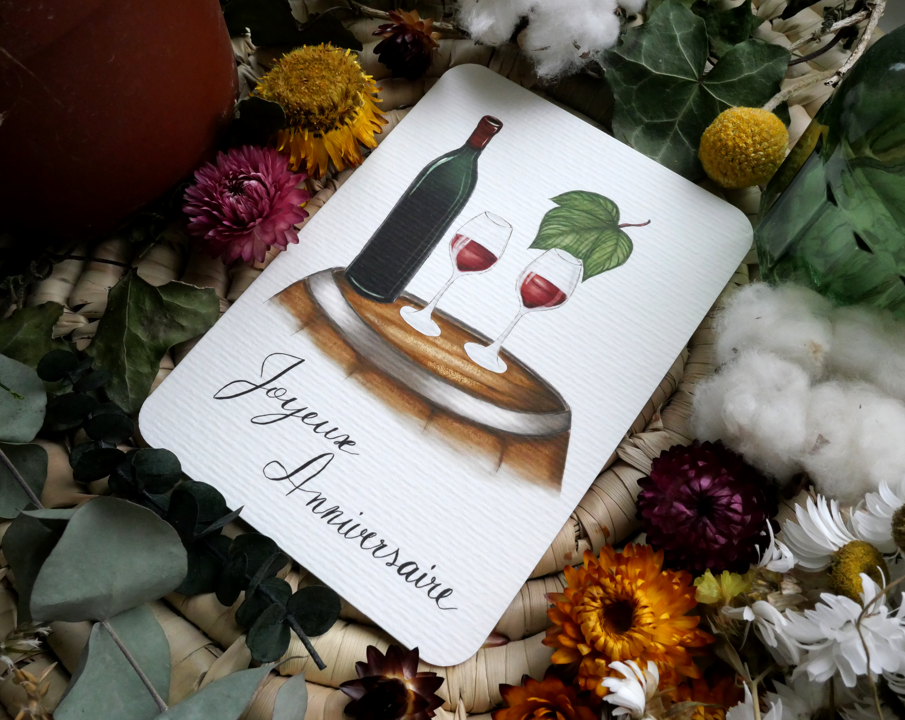 Carte Verres de Vin "Joyeux Anniversaire"