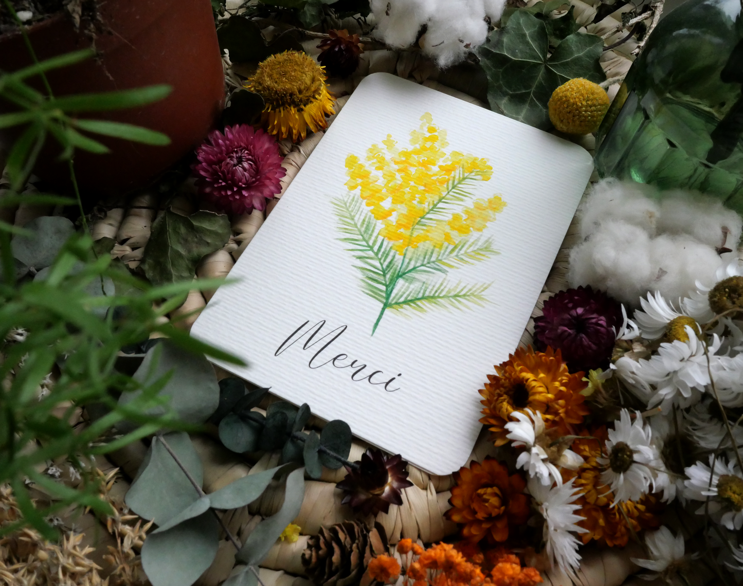 Carte Mimosa "Merci"