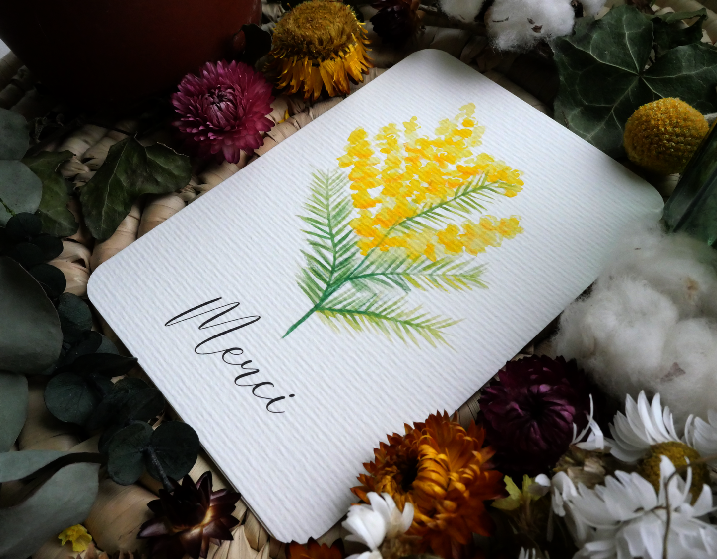 Carte Mimosa "Merci"