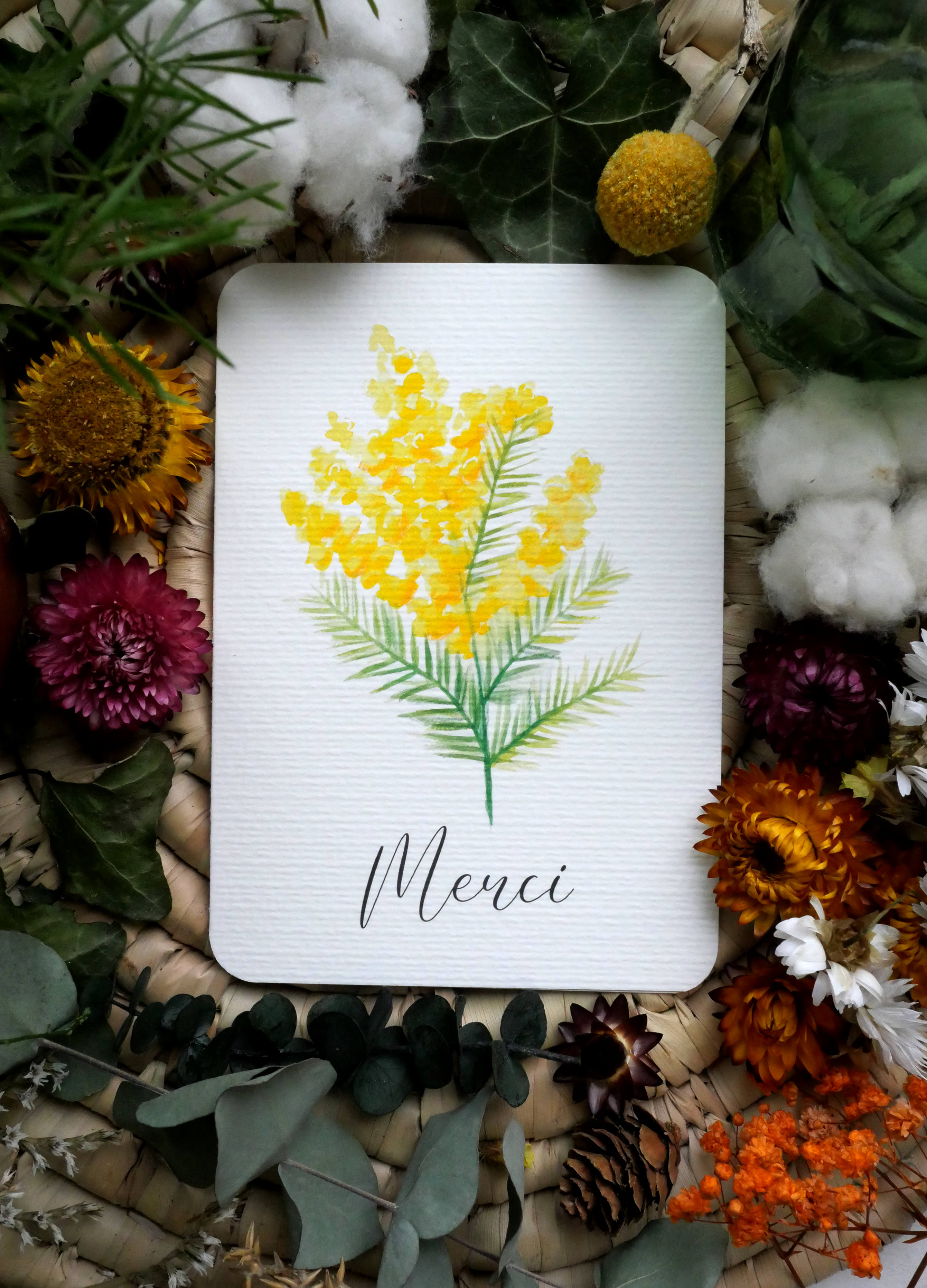 Carte Mimosa "Merci"