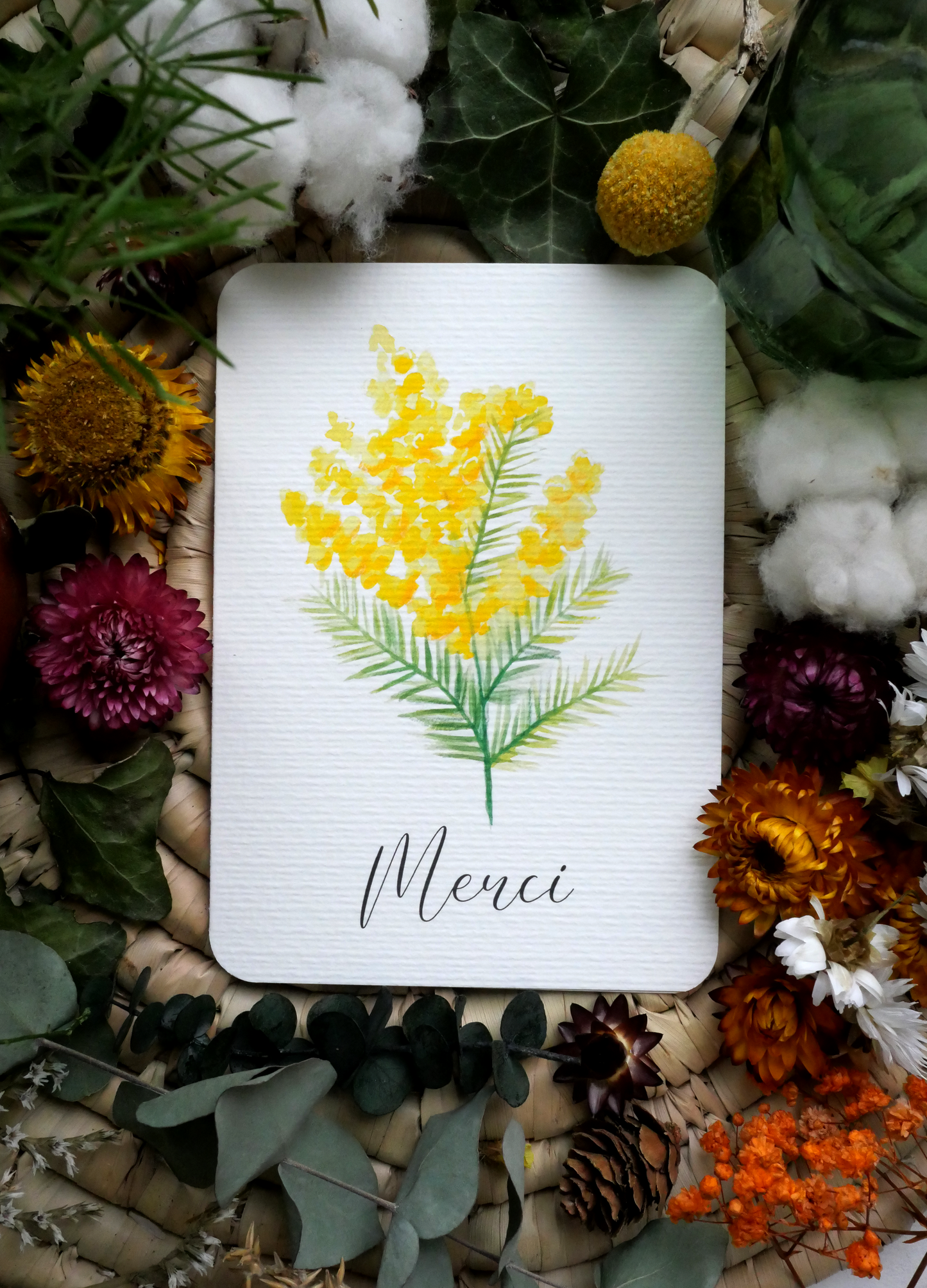 Carte Mimosa "Merci"