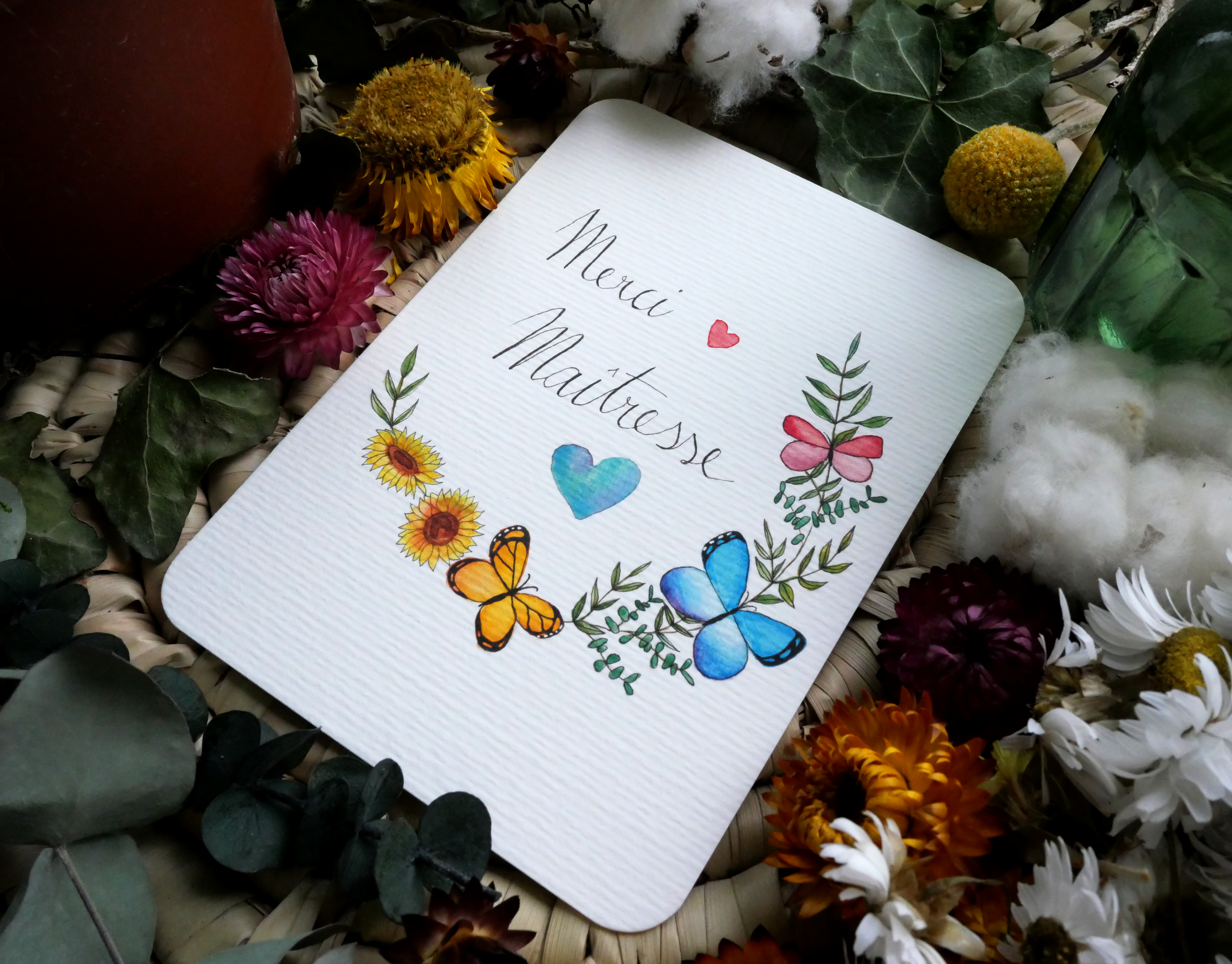 Carte Papillon "Merci Maîtresse"
