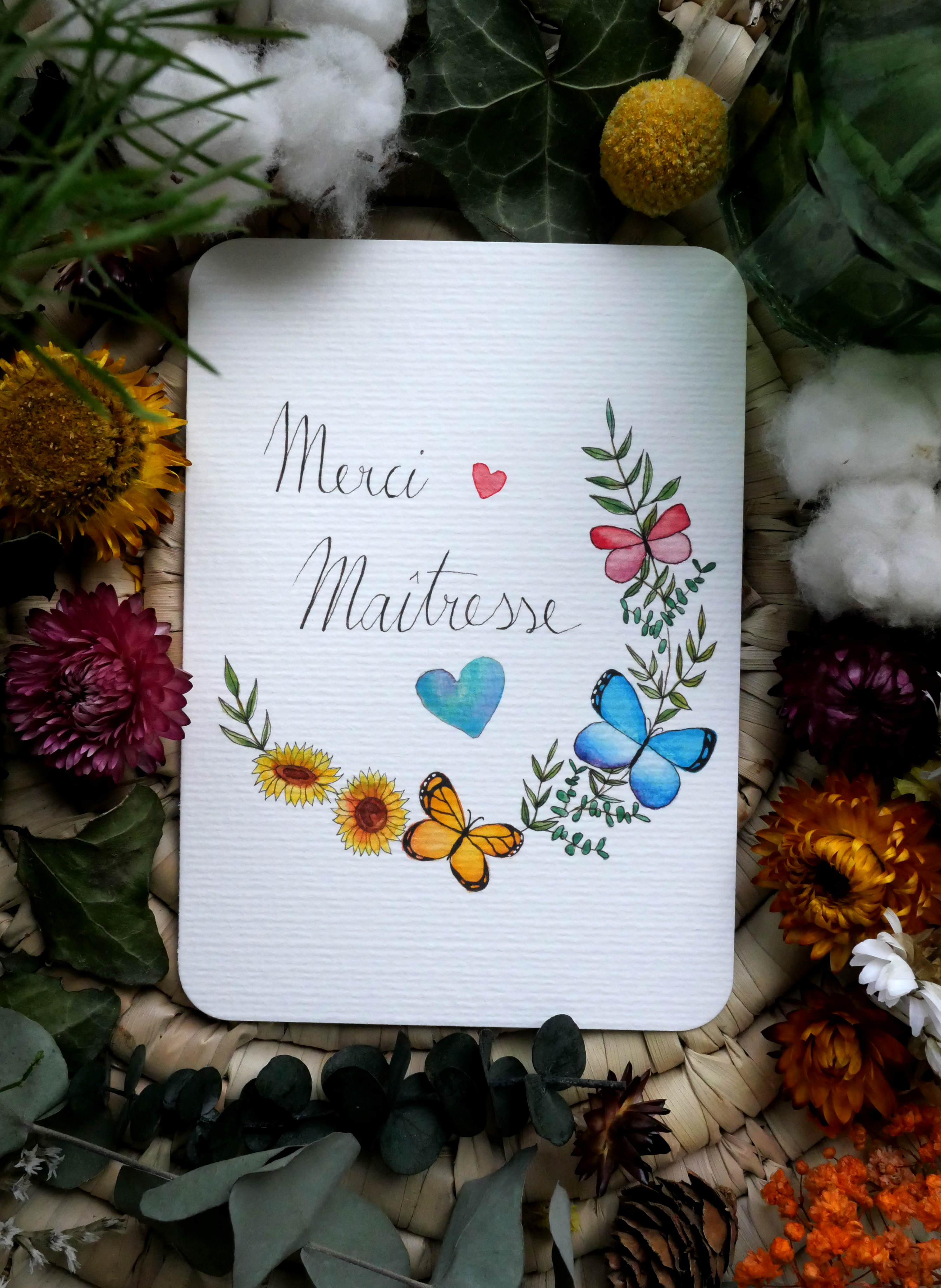 Carte Papillon "Merci Maîtresse"