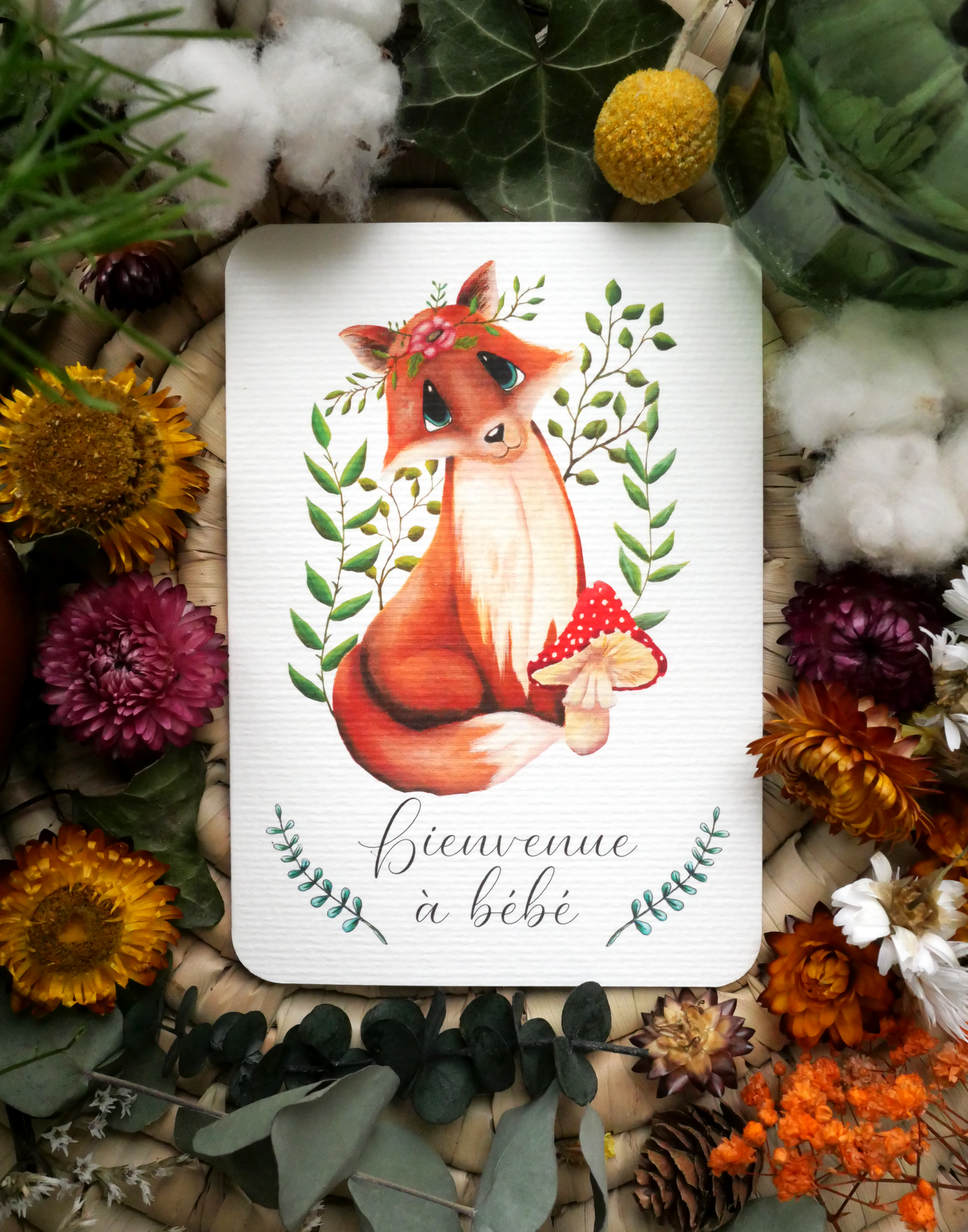 Carte Renard "Bienvenue à bébé"