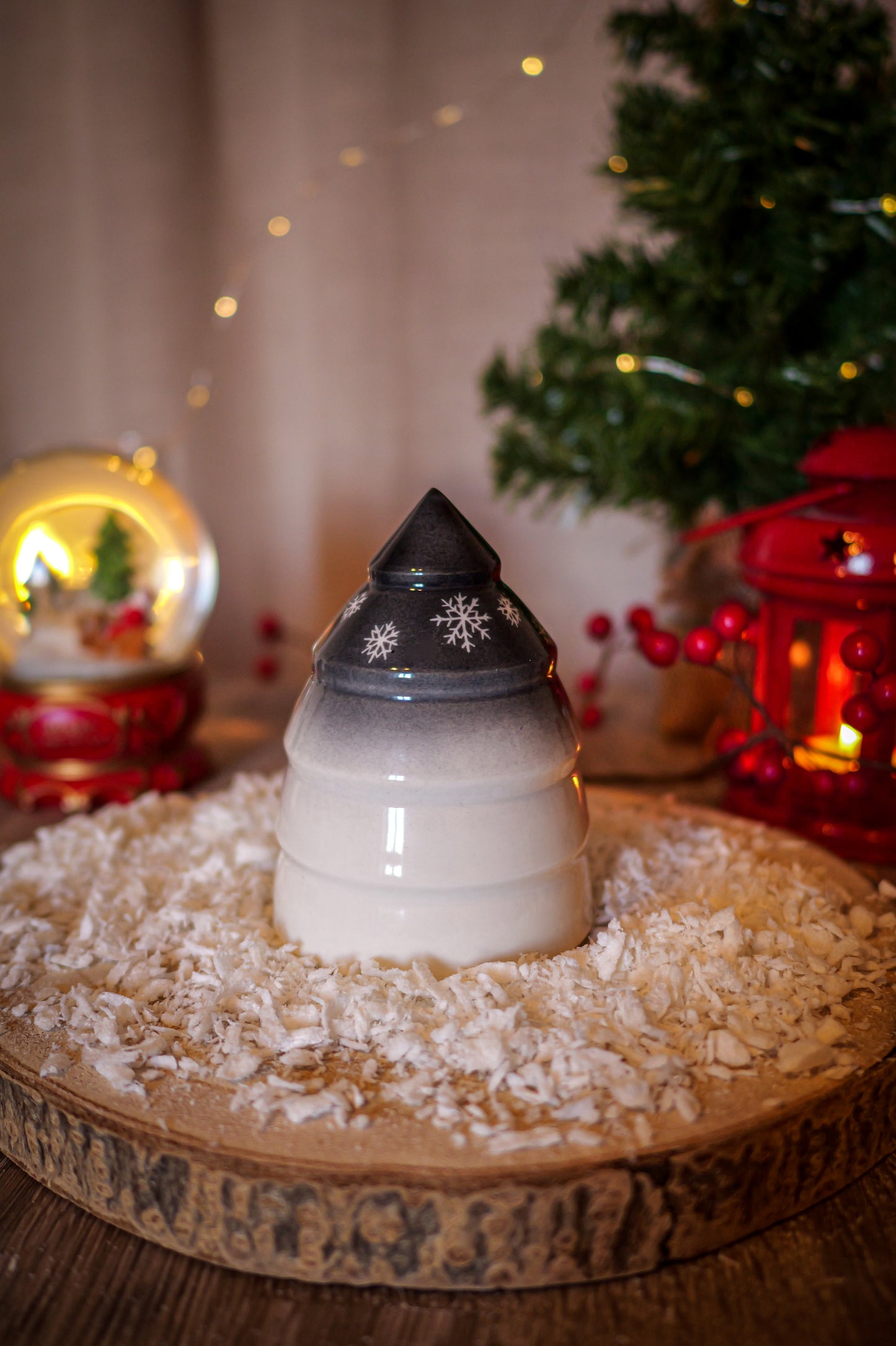 Sapin en porcelaine ombré flocons