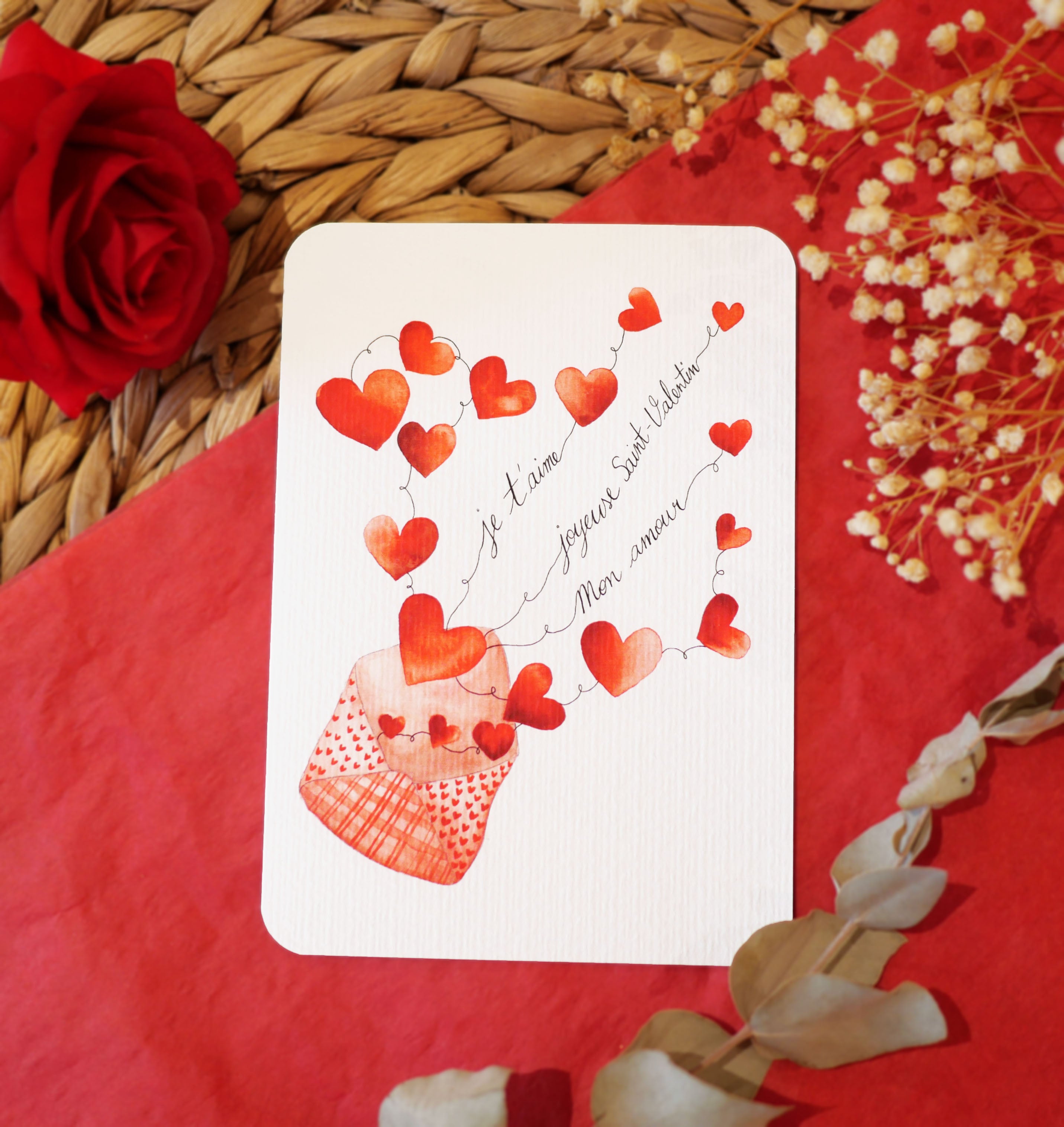 Carte enveloppe cœur "Joyeuse Saint-Valentin"