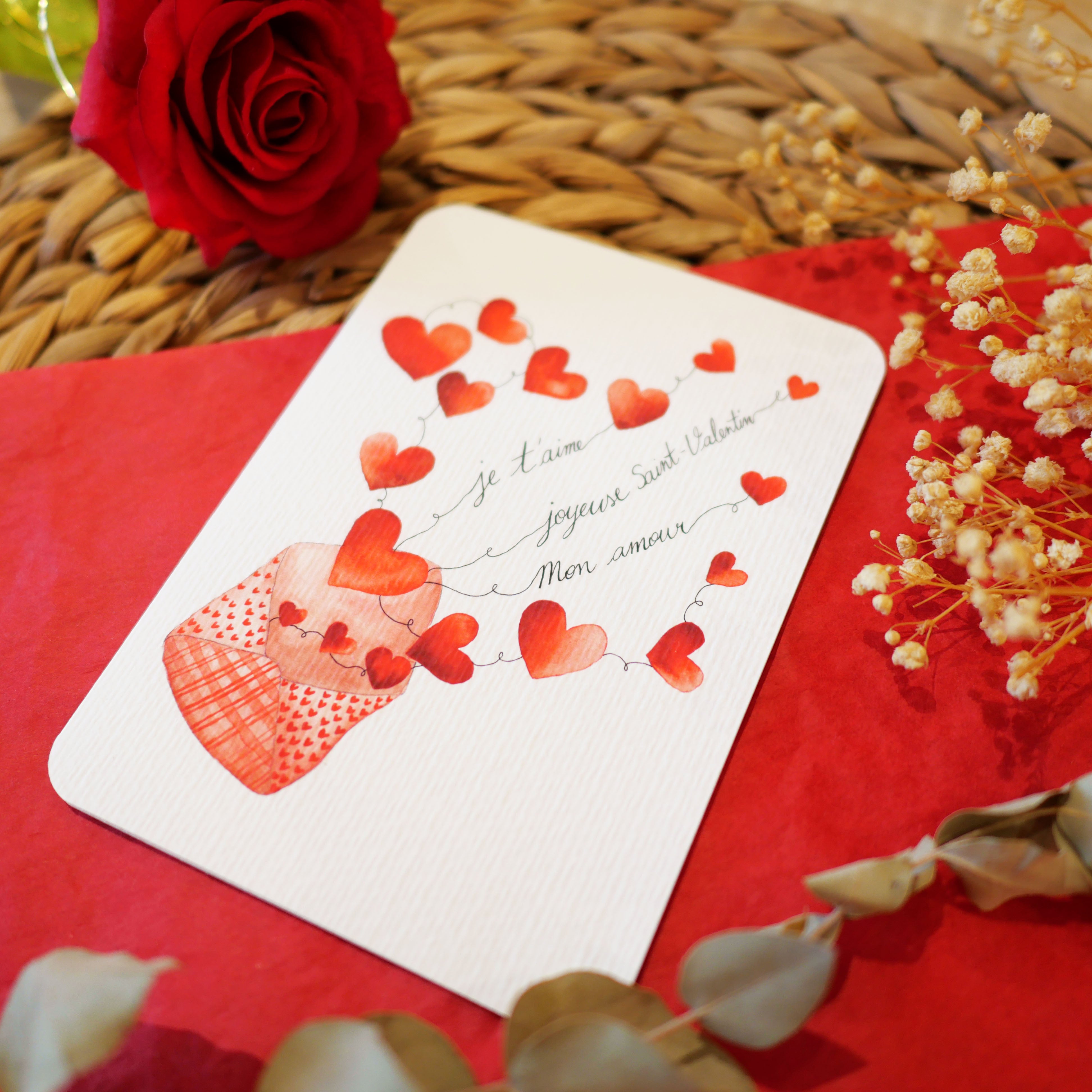 Carte enveloppe cœur "Joyeuse Saint-Valentin"