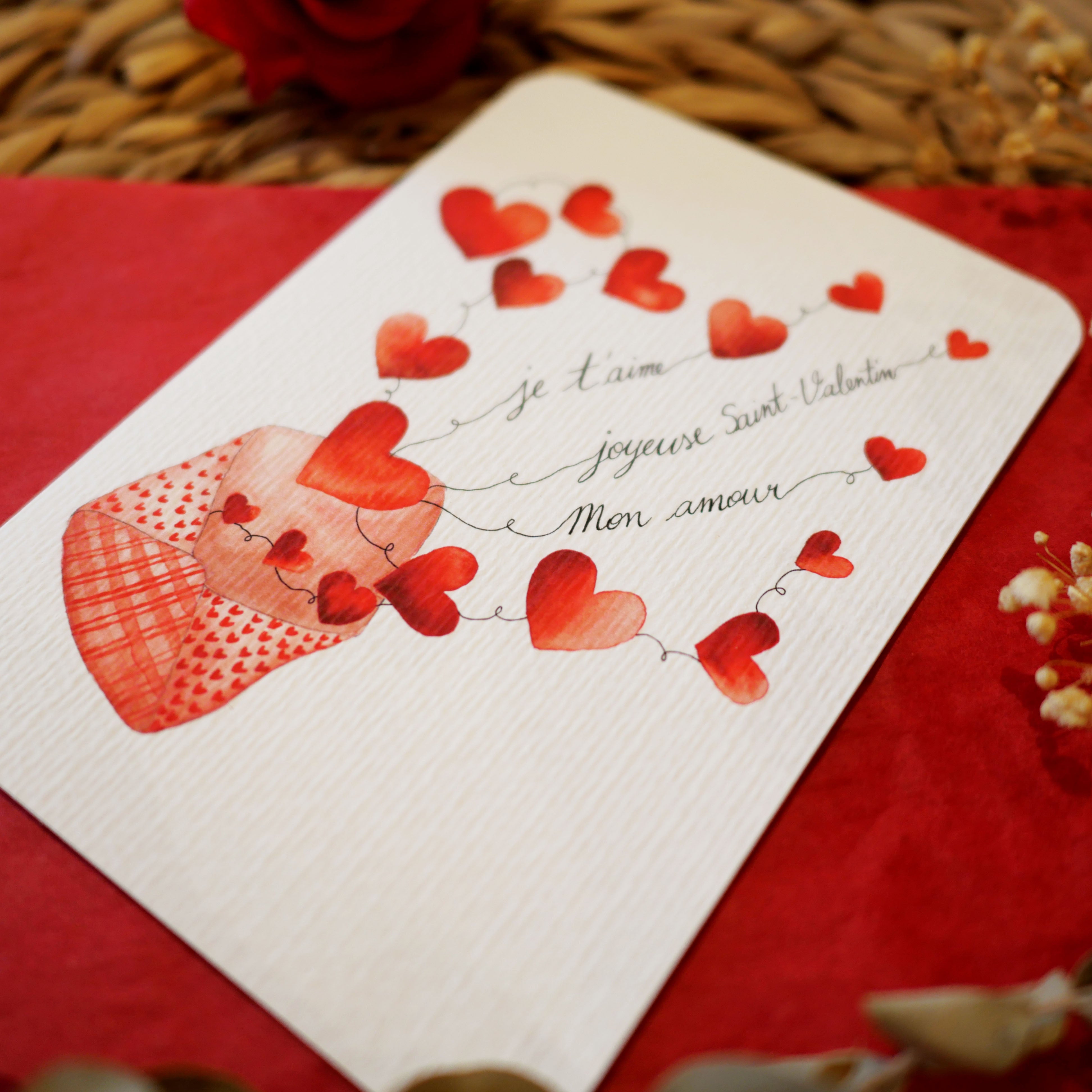 Carte enveloppe cœur "Joyeuse Saint-Valentin"