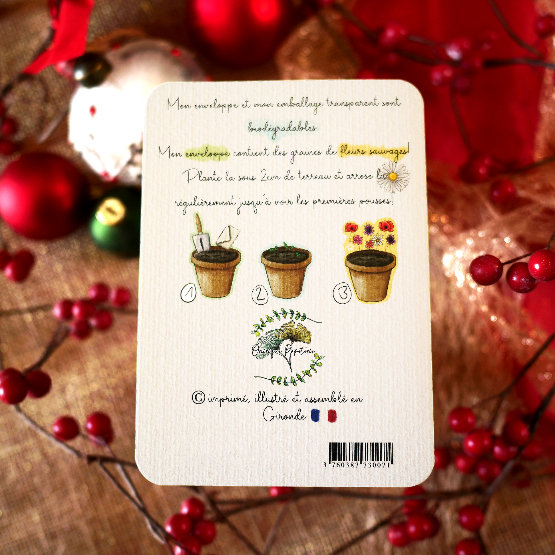 Carte Couronne enchantée "Joyeux Noël"