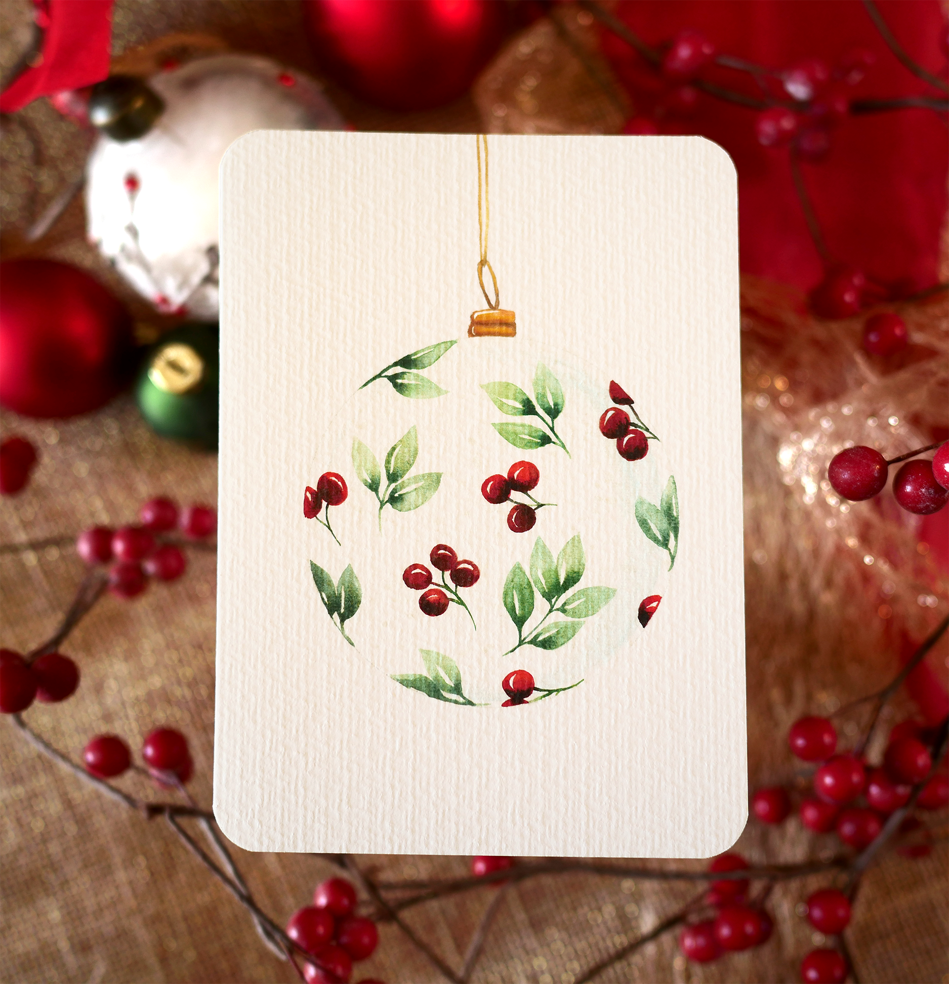 Carte Boule de Noël transparente Sans texte