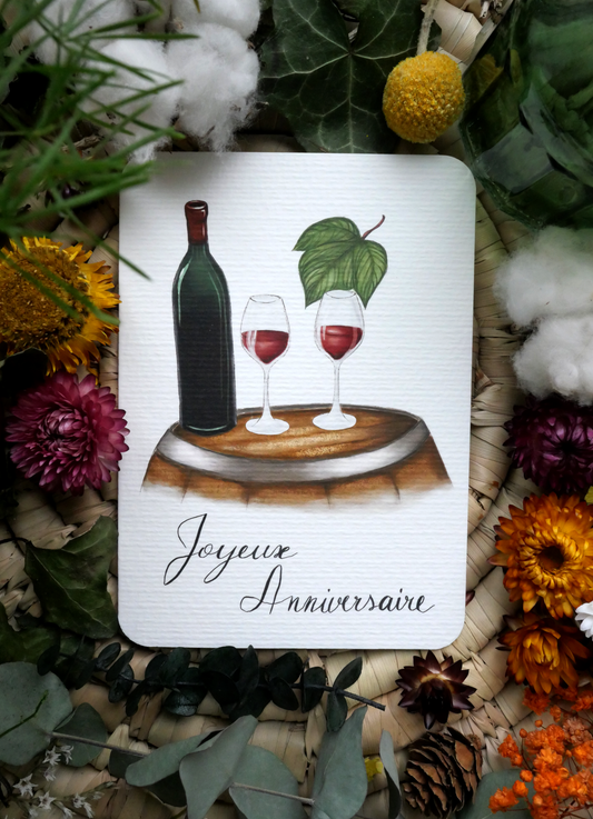 Carte Verres de Vin "Joyeux Anniversaire"